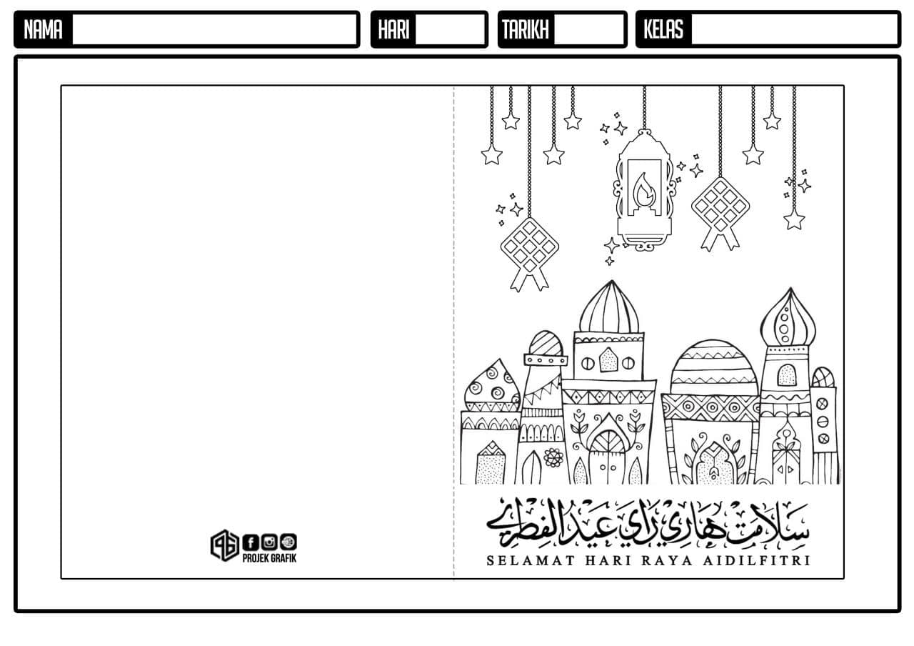 template kad raya diy kartun 2022