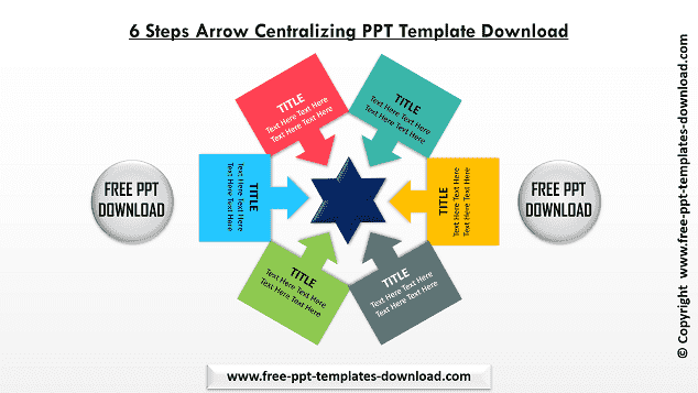 6 Steps Arrow Centralizing PPT Template Download