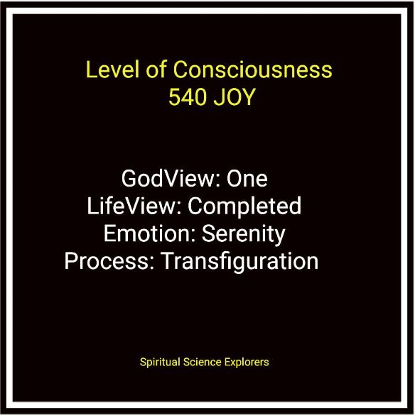 Level of Consciousness  ( LoC ) 540 JOY David R Hawkins Power VS Force