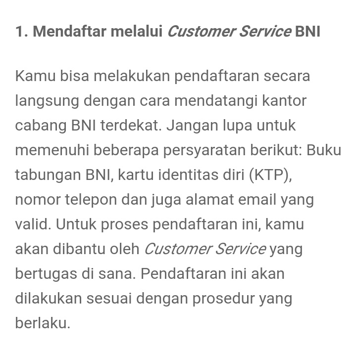 Cara Daftar & Aktivasi internet banking bni Terbaru