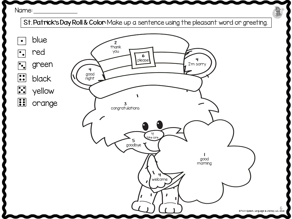 st patricks day themed social skills freebie using good