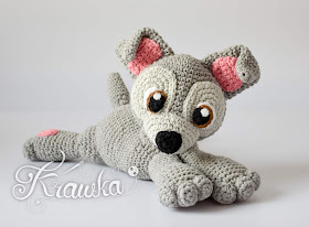 Krawka: Grey puppy dog crochet amigurumi pattern by Krawka