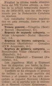 Trofeo de Ajedrez “Dicen...” 1973, nota de prensa