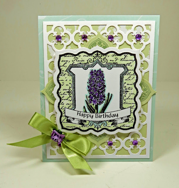 ODBD Stamps, Hyacinth, Romantic Floral Designs, Quatrefoil Pattern Die, designed by Grace Nywening