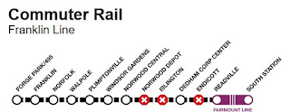 MBTA Franklin Line notice weekends - bus shuttle to Readville