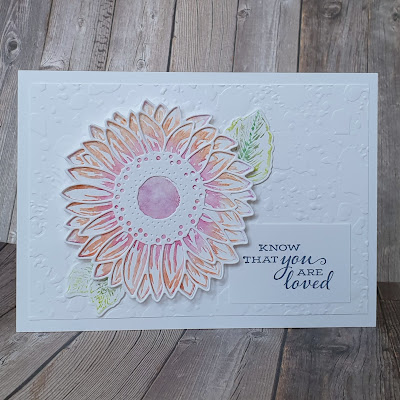 Celebrate Sunflowers stampin up watercolour pencil direct to stamp technique card