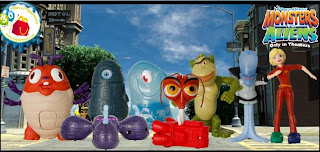 McDonalds Monsters vs Aliens Happy Meal Toys 2009 Set of 8 figures - Robot B.O.B The Missing Link Gallaxhar Gallaxhar's Ship Insectosaurus Dr Cockroach PH.D