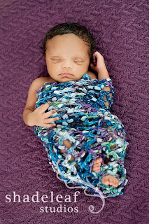 Newborn wrap photography prop crocheted by Mary Onorati