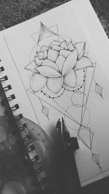 geometrical tattoo, geometrical lotus tattoo design, tattoo designs