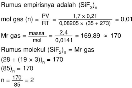 Hasil Analisis Senyawa Berupa Gas Mengatakan Kandungan (%Massa) 33% Si Dan 67% F