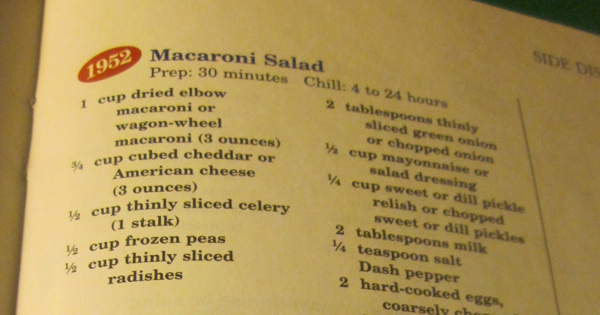 Grandma's Vintage Recipes: 1952 MACARONI SALAD FROM BETTER ...