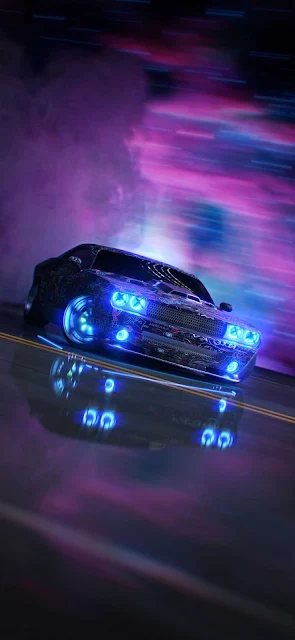 Dodge Challenger Neon Lights Wallpaper for iPhone