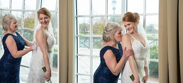 Bride getting ready with mother Port Saint Lucie Civic Center Wedding Photos by Stuart Wedding Photographer Heather Houghton Photography