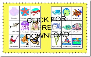 FREE Download - Spanish Ocean Vocabulary Cards