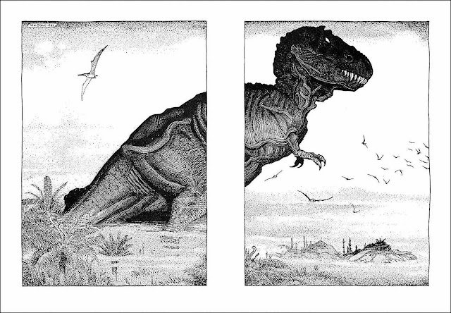 a William Stout dinosaur illustration