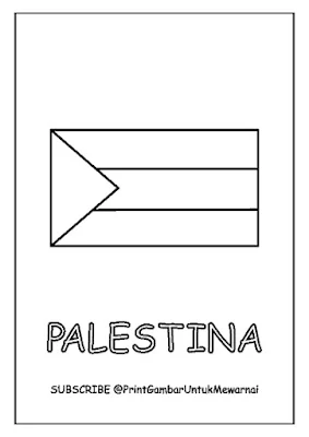 Gambar Mewarnai Bendera Palestina PDF Bentuk Normal 1