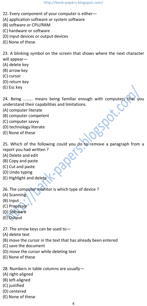 bank computer questions and answers