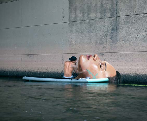 Women’s Portraits In The Middle Of Water by Street Artist Hula Balances