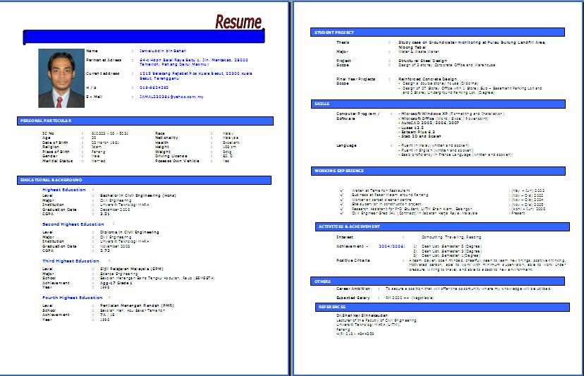 Resume Format Template