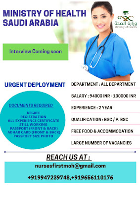 Urgently Required Nurses for Saudi Open MOH (Ministry Of Health)