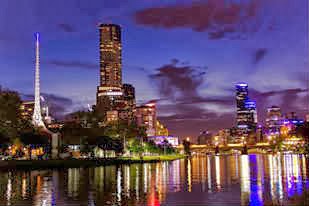 Australia Melbourne city by night