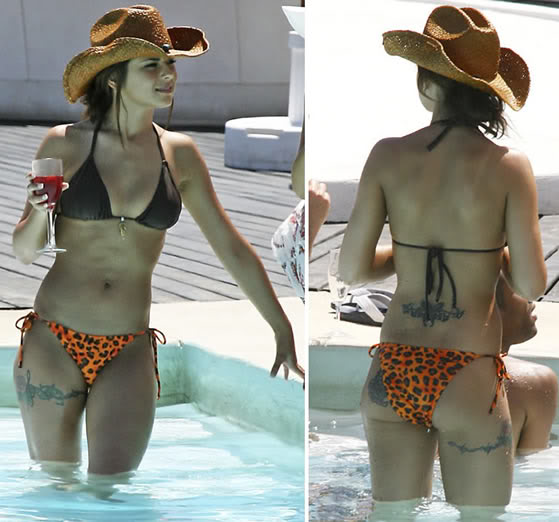 Cheryl Cole rose tattoo on butt