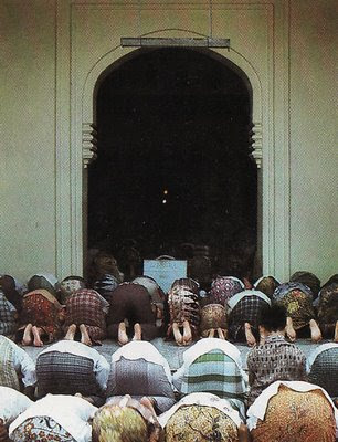 Worshippers in a mosque