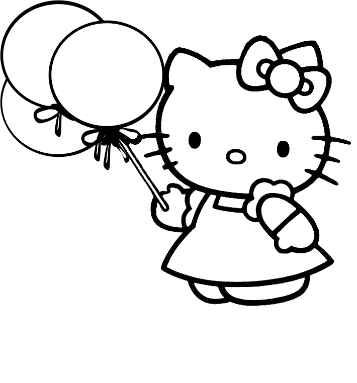 風船 ハローキティーHello Kittyのぬりえ : ハローキティHello Kittyのぬりえテンプレート【無料 