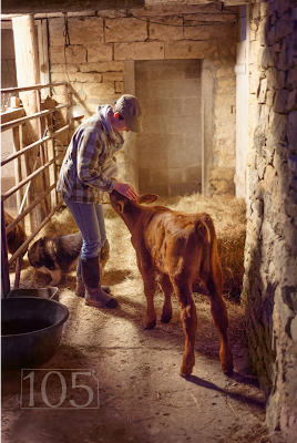 photo, woman with calf