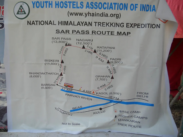 marathi blog first trek at himalaya with YHAI Sar Pass map