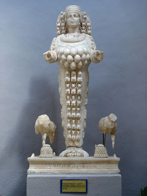 Scorpio sign appears in the center of (Diana) Artemis' chest along with the Scorpio sign appears in the center of (Diana) Artemis' chest along with the