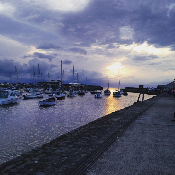 Aberaeron Harbour Dusk Blue