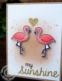 Sunny Studio Stamps: Flamingo Card by Vanessa Menhorn (using Tropical Paradise, Sweet Script, Sunshine Word die and heart from Sunny Borders dies).