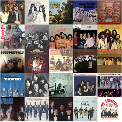 Composite image of 25 album covers featuring five people on them.