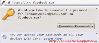 Pesan Remember Password pada firefox