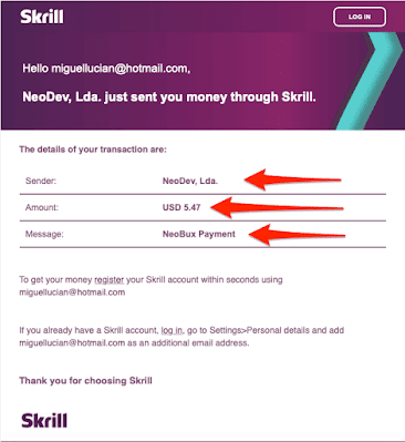 NeoBux paga por Skrill - Comprobante de Pago 2021