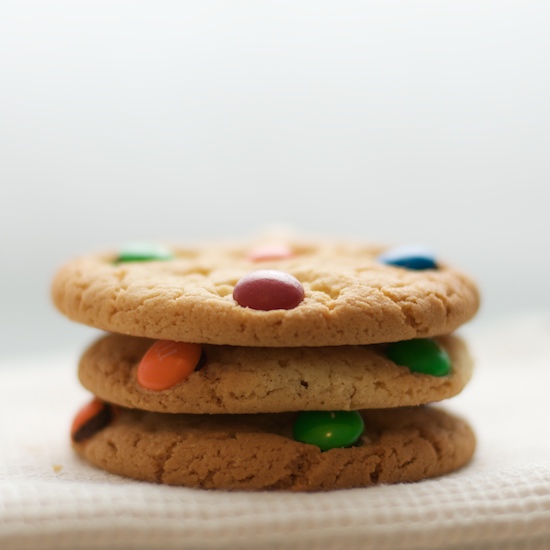 Rainbow cookies with M&M's or Smarties