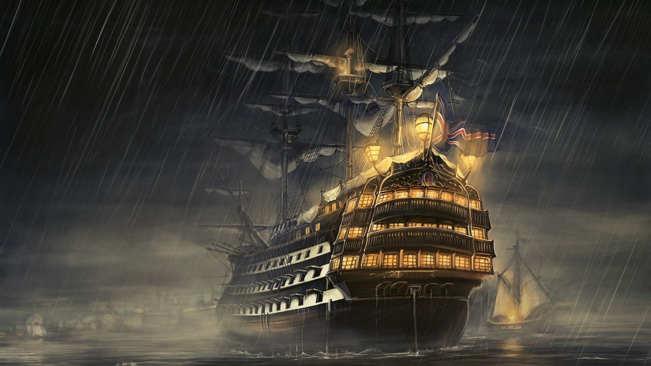 Wallpaper Ships Sea Light Rain