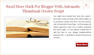 read more hack Read More hack for Blogger with automatic Thumbnail creator script
