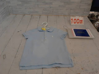 中古品　子供服　100㎝　POLO　ライトブルー　半袖ポロシャツ　398円