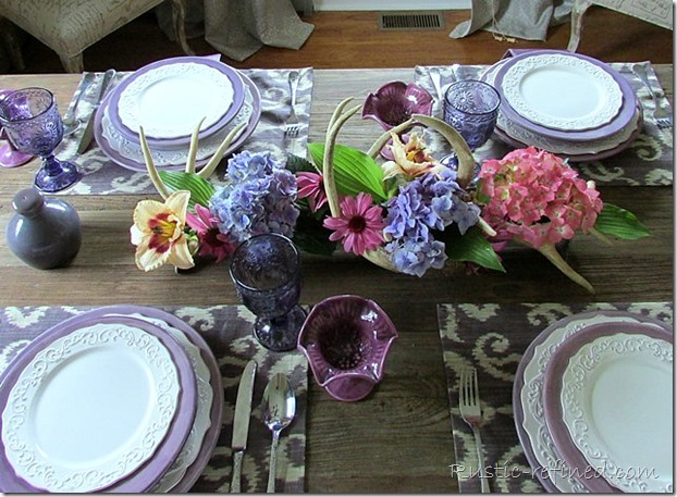 Gorgeous ikat fabric used on a summer tablecape