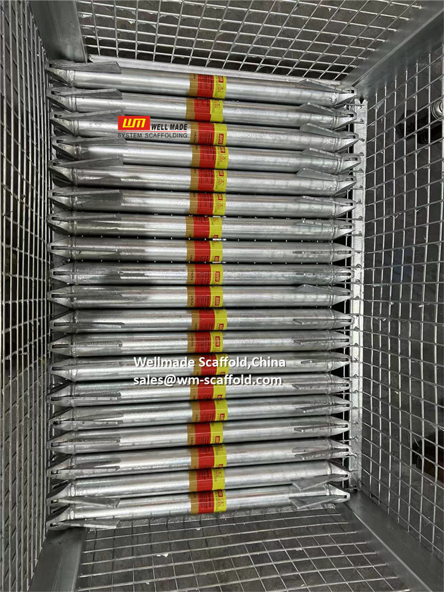 0.73m ringlock scaffolding ledgers in steel cages export to Europe - Wellmade ring system components parts