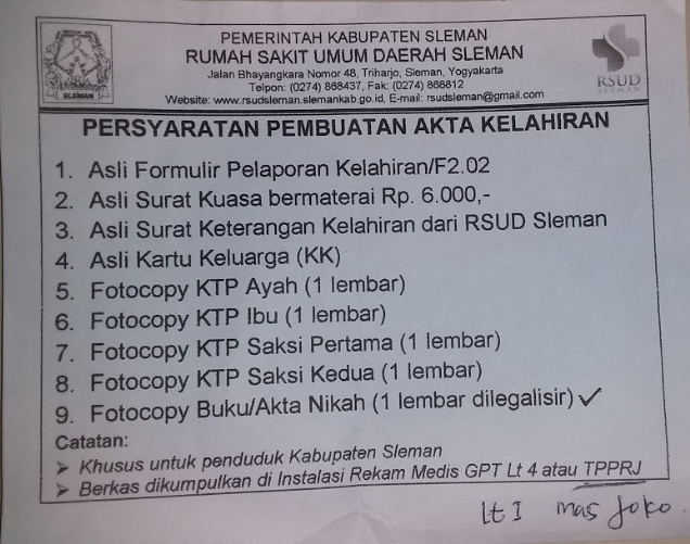 Cara Mengurus Akte Kelahiran di RSUD Sleman