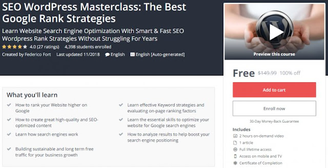 [100% Off] SEO WordPress Masterclass: The Best Google Rank Strategies| Worth 149,99$