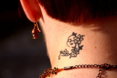 tattoos for girls on hip flowers. Trendy Flower Tattoos Neck