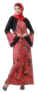 model baju batik wanita merah