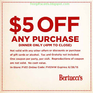 Free Printable Bertucci's Restaurant Coupons