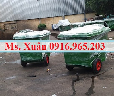 Bán xe rác màu xanh 660 lít tại Bình Tân