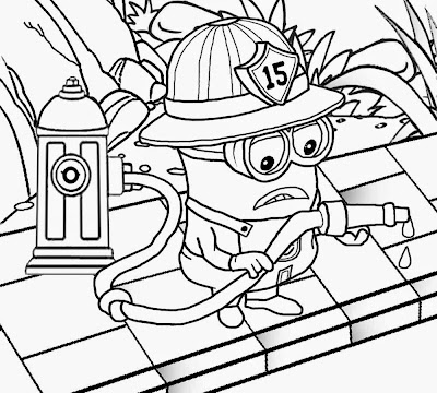 Art class humorous sketch fire fighting attire fireman wardrobe minion printable coloring pages free