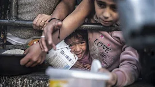 Amidst the Israeli bombing a journey of struggle for displaced people from Rafah to get a drink of water